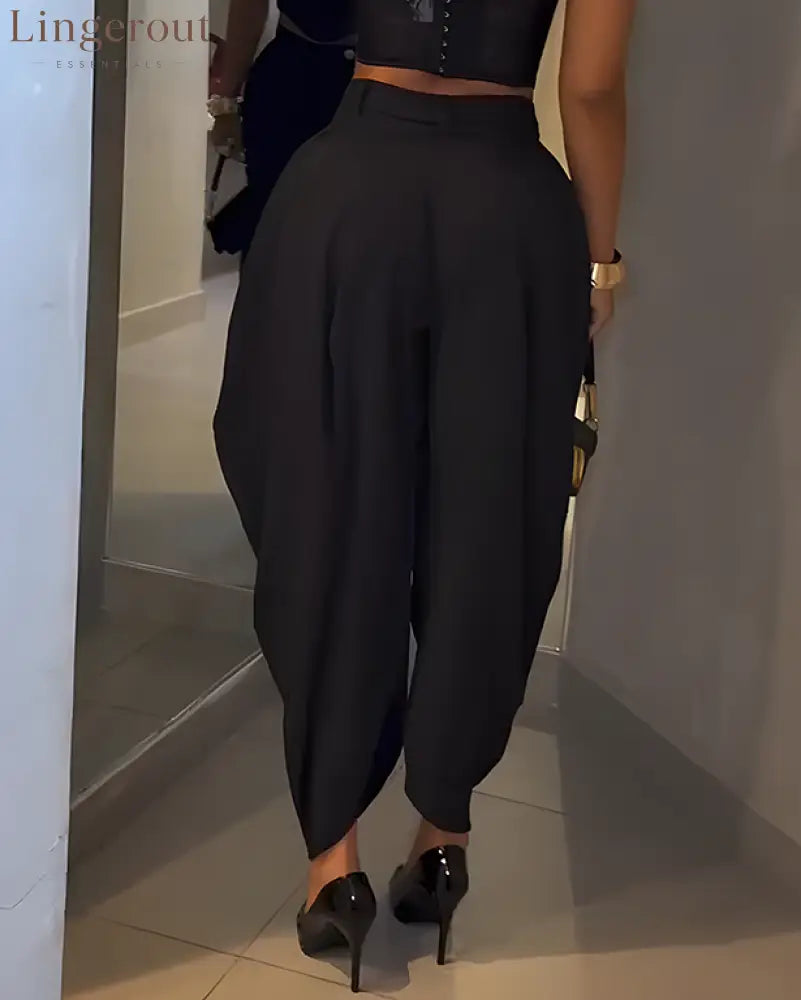 High Waist Loose Ruched Irregular Casual Pants