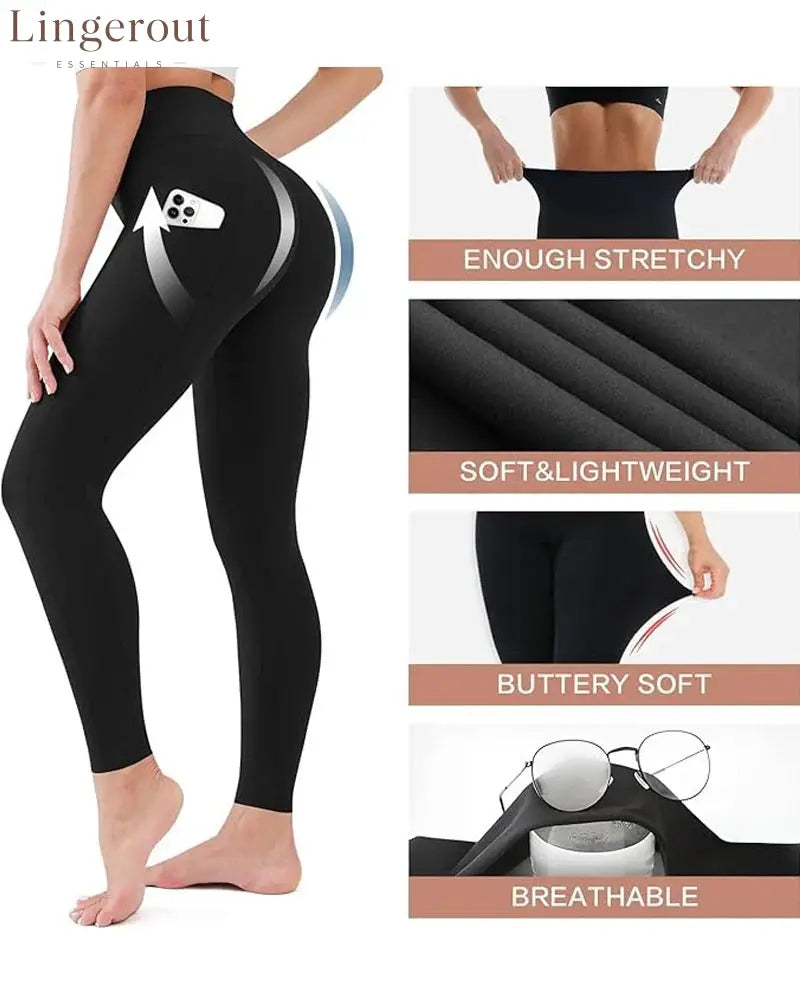 High Waisted Butt Lifting Tummy Control Side Pocket Shaping Leggings