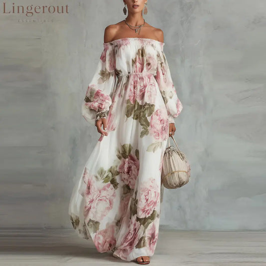 Indigo Watercolor Halter Wide-Leg Dress - White / S