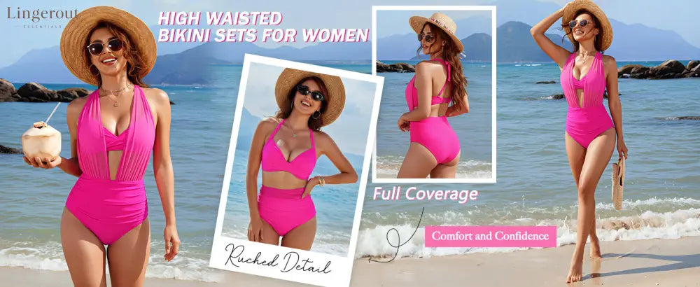 Jelly High Waisted Bikini Sets for Women Tummy Control Swimsuits 2 Piece