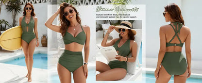 Jelly High Waisted Bikini Sets for Women Tummy Control Swimsuits 2 Piece
