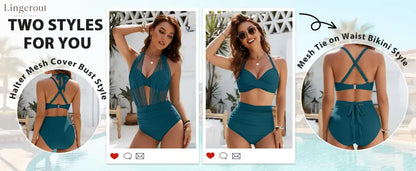 Jelly High Waisted Bikini Sets for Women Tummy Control Swimsuits 2 Piece