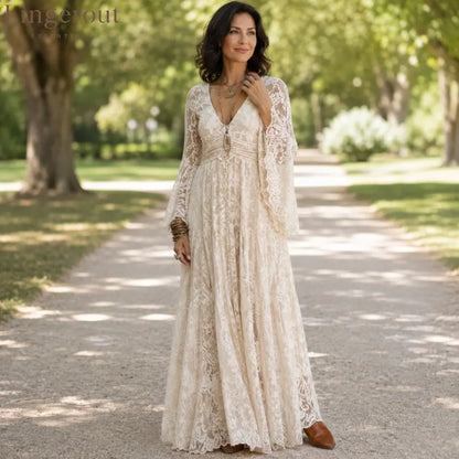 Lace Bell-Sleeve Maxi Dress - Maxi Dress