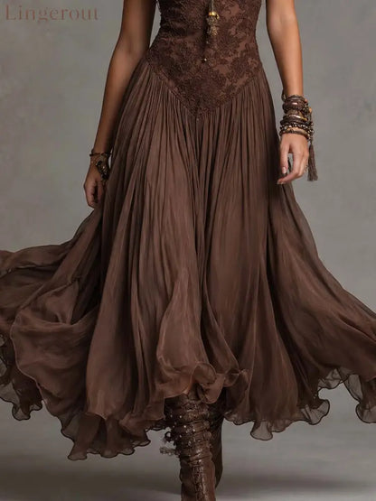 Lace Bodice Tiered Maxi Dress