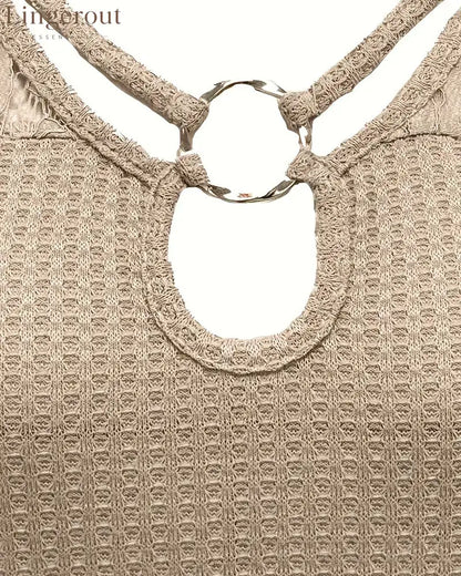 Lace Panel Knitted T-Shirt