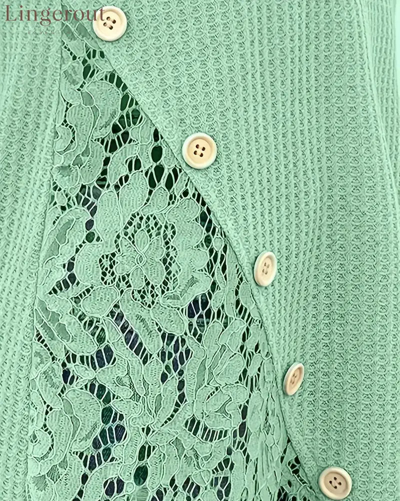 Lace Panel Knitted T-Shirt