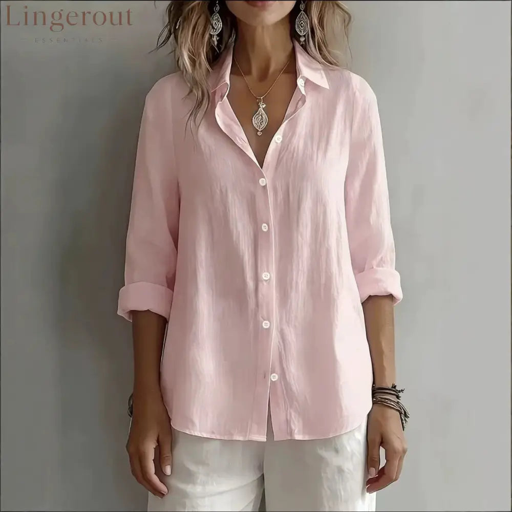 Linen Blend Button Front Casual Shirt