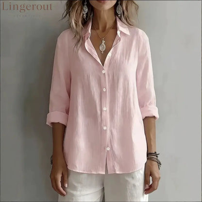 Linen Blend Button Front Casual Shirt
