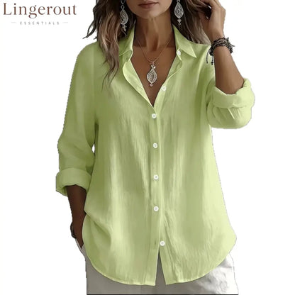 Linen Blend Button Front Casual Shirt