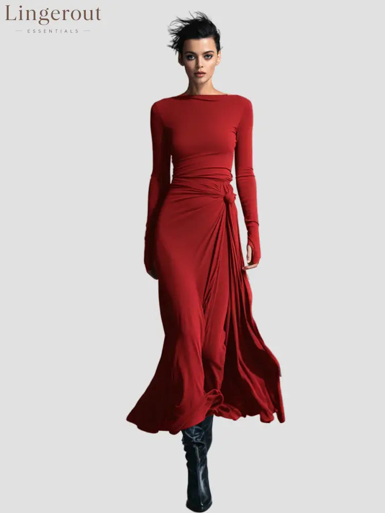 Liora Wrap Maxi Dress - Burgundy / S