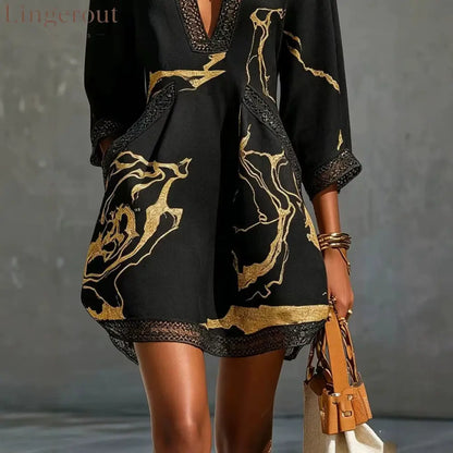 Loose Resort Style Cotton And Linen Short Dress With Straps