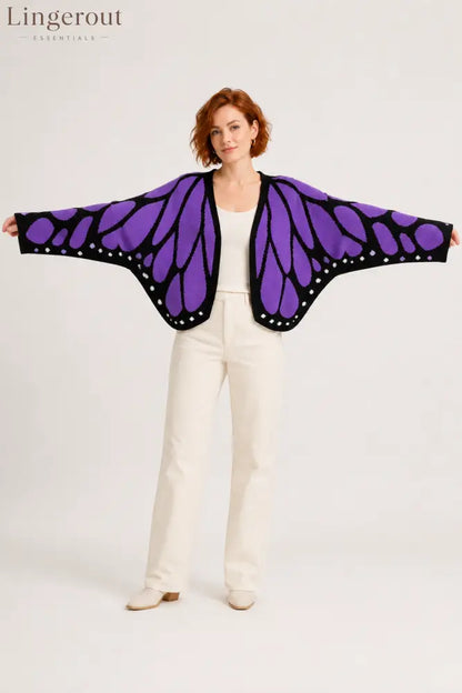 Monarch Butterfly Wing Knit Cardigan