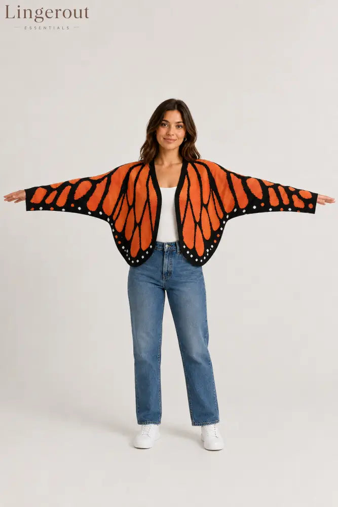 Monarch Butterfly Wing Knit Cardigan
