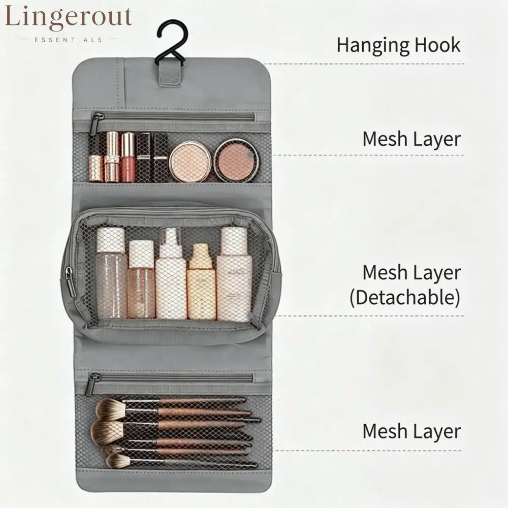 Multi-Layer Hanging Makeup Organizer - Travel Toiletry Bag