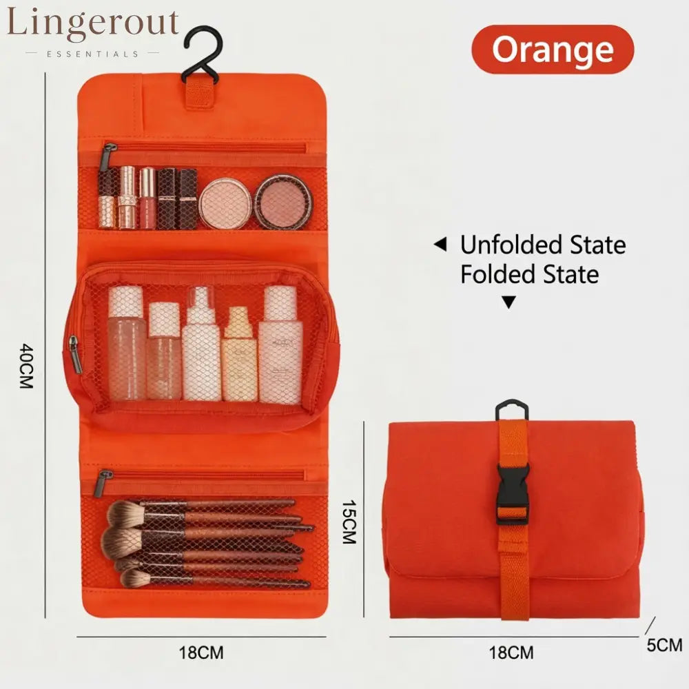 Multi-Layer Hanging Makeup Organizer - Travel Toiletry Bag - Red