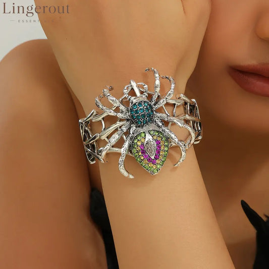 Multicolor Crystal Spider Web Cuff Bracelet - 2pcs Silver– Save 20% 