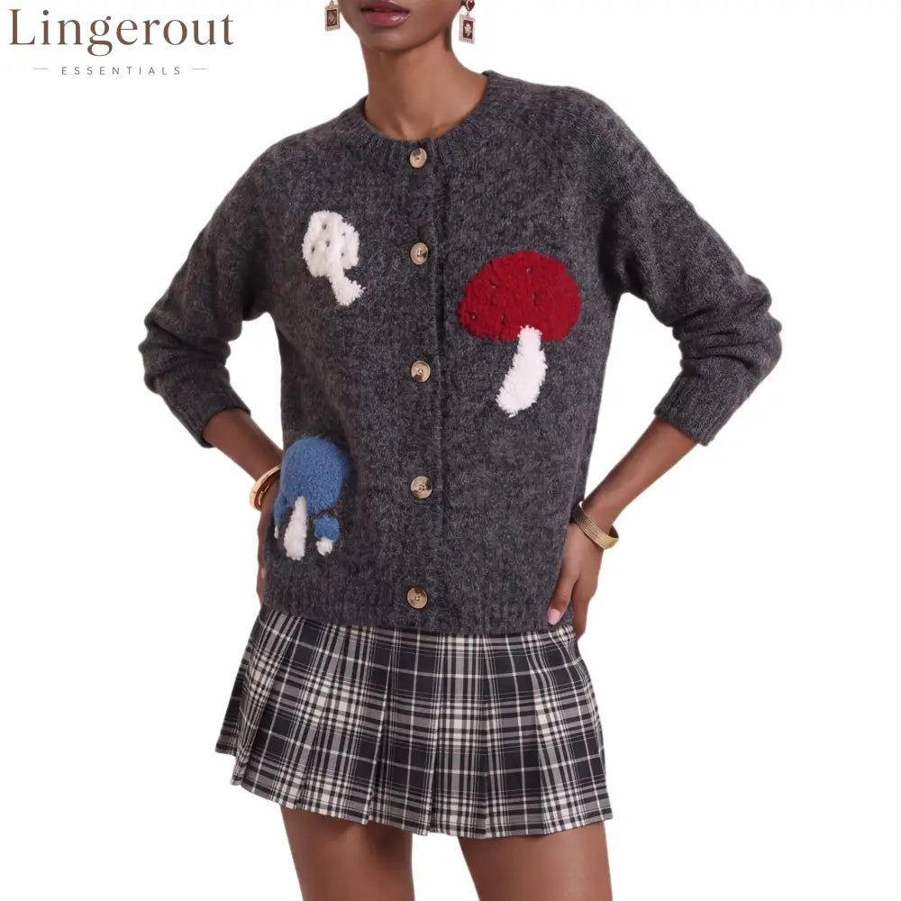 2026 Cross-Border Autumn And Winter New Jacquard Sweater Women’S Cardigan Loose Soft And Waxy Fashion Women’S Round