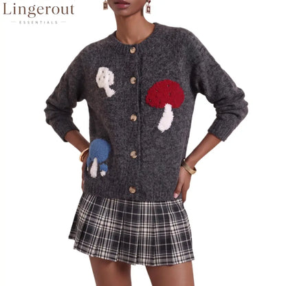 2026 Cross-Border Autumn And Winter New Jacquard Sweater Women’S Cardigan Loose Soft And Waxy Fashion Women’S Round