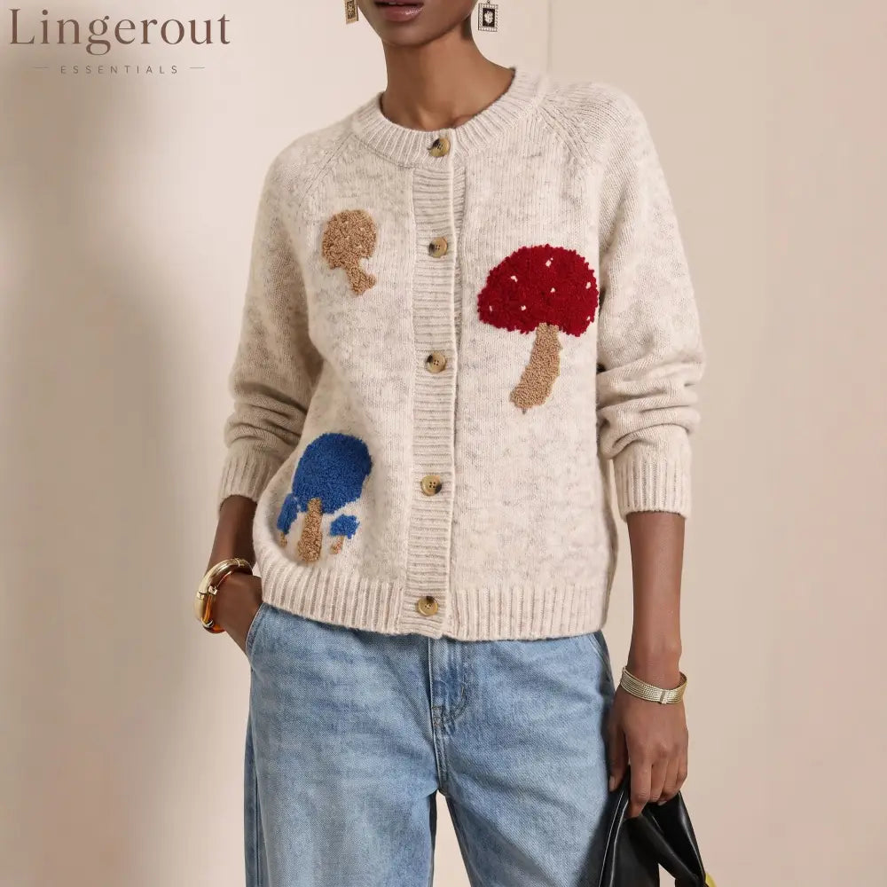 2026 Cross-Border Autumn And Winter New Jacquard Sweater Women’S Cardigan Loose Soft And Waxy Fashion Women’S Round