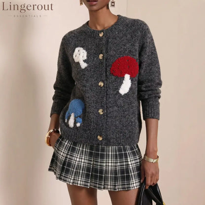 2026 Cross-Border Autumn And Winter New Jacquard Sweater Women’S Cardigan Loose Soft And Waxy Fashion Women’S Round