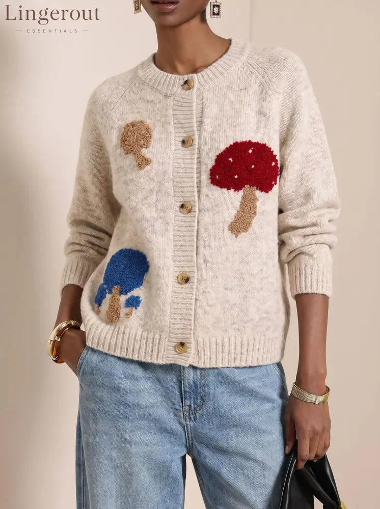 2026 Cross-Border Autumn And Winter New Jacquard Sweater Women’S Cardigan Loose Soft And Waxy Fashion Women’S Round