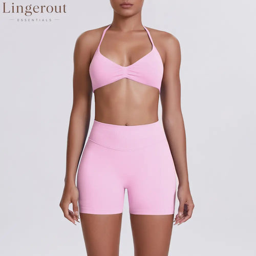 New Women’s Sporty Yoga Set High-Waist Tight-Fitting Shorts and Tank Top