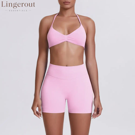 New Women’s Sporty Yoga Set High-Waist Tight-Fitting Shorts and Tank Top