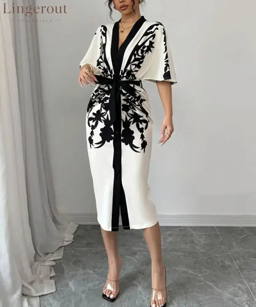 Noir Print Midi Dress