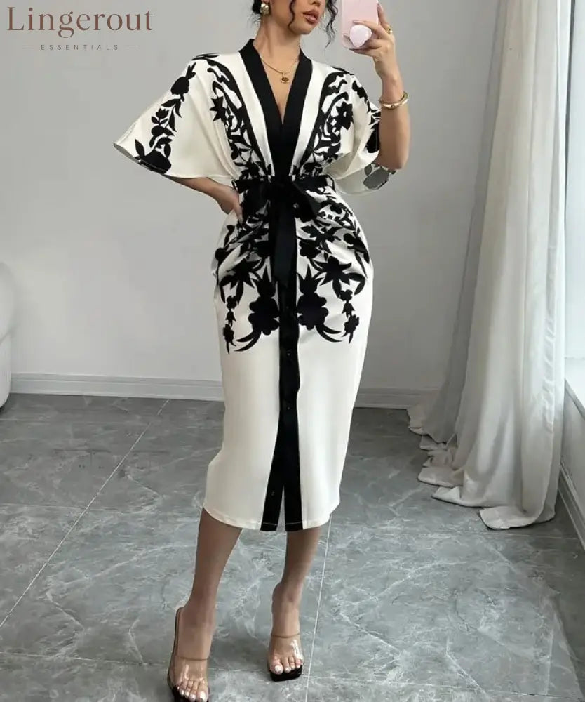 Noir Print Midi Dress