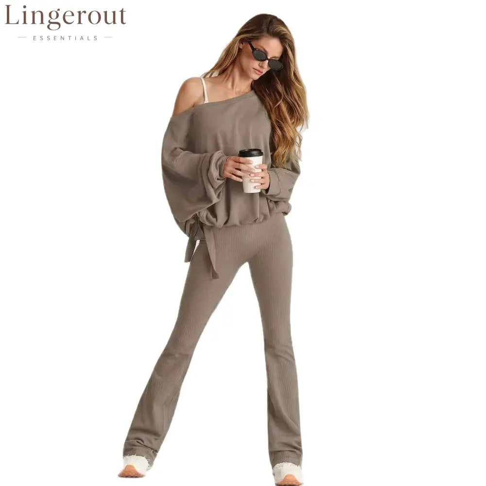 Off Shoulder Drawstring Hem Oversized Sweatshirt