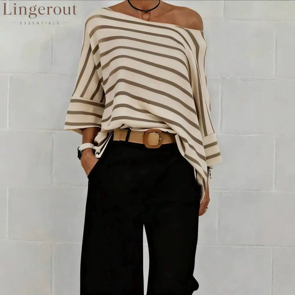 Off-Shoulder Striped Asymmetric Top