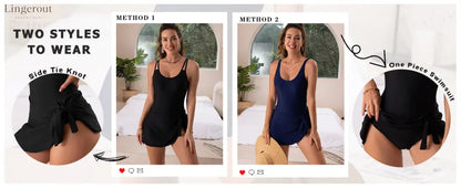 One Piece Tummy Control Tie Knot Swimsuits