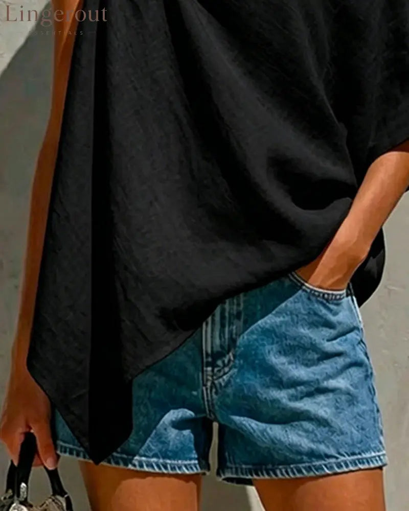 One-Shoulder Knot Asymmetric Blouses