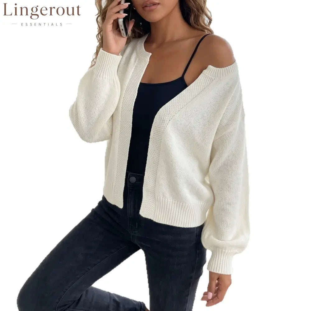 Open-Front Textured Knit Cardigan