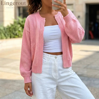 Open-Front Textured Knit Cardigan