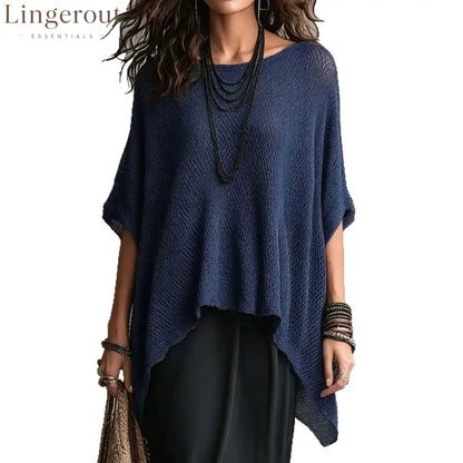 Open Knit Asymmetrical High Low Batwing Oversized Tunic Top