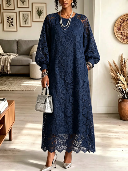 Women's Floral Lace Balloon Sleeve Maxi Dress