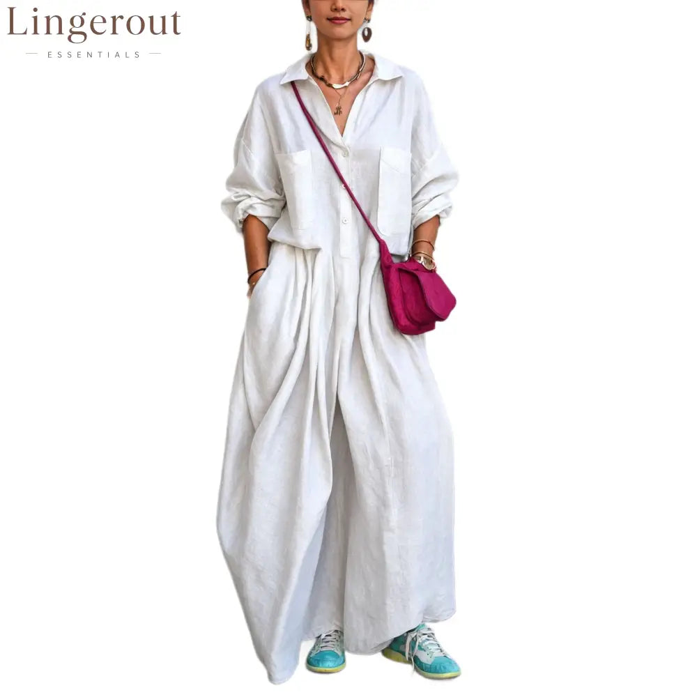 Oversized Linen Wide Leg Jumpsuit