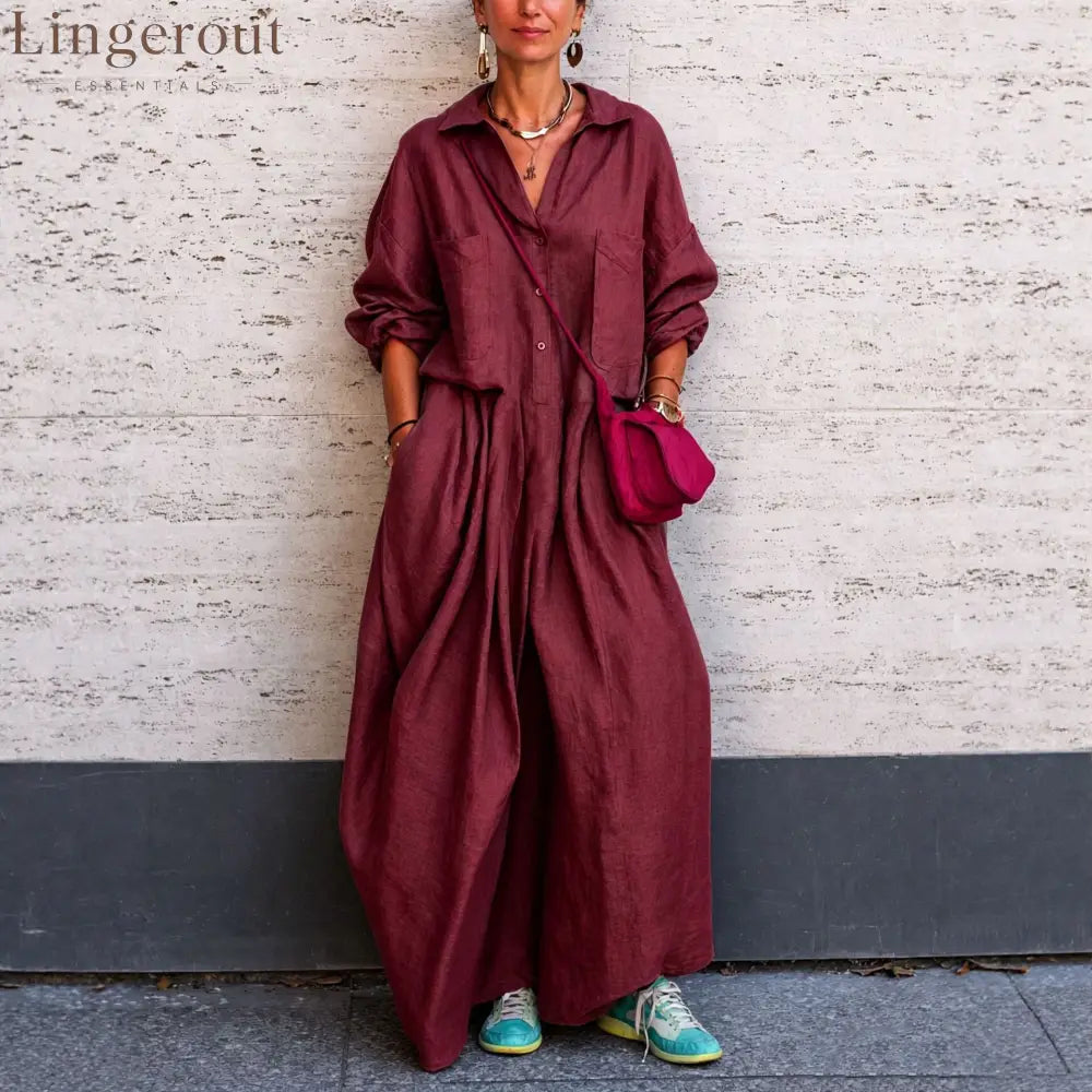 Oversized Linen Wide Leg Jumpsuit