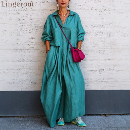 Oversized Linen Wide Leg Jumpsuit