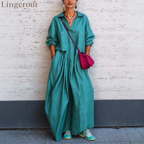 Oversized Linen Wide Leg Jumpsuit