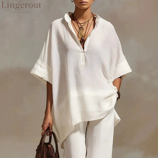 Oversized Relaxed Two Piece Linen Feel Matching Set