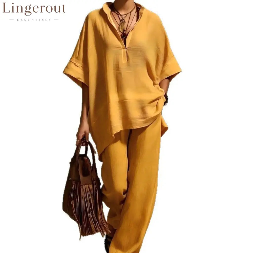 Oversized Relaxed Two Piece Linen Feel Matching Set