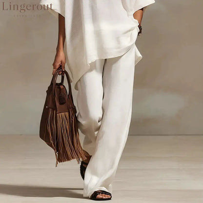 Oversized Relaxed Two Piece Linen Feel Matching Set