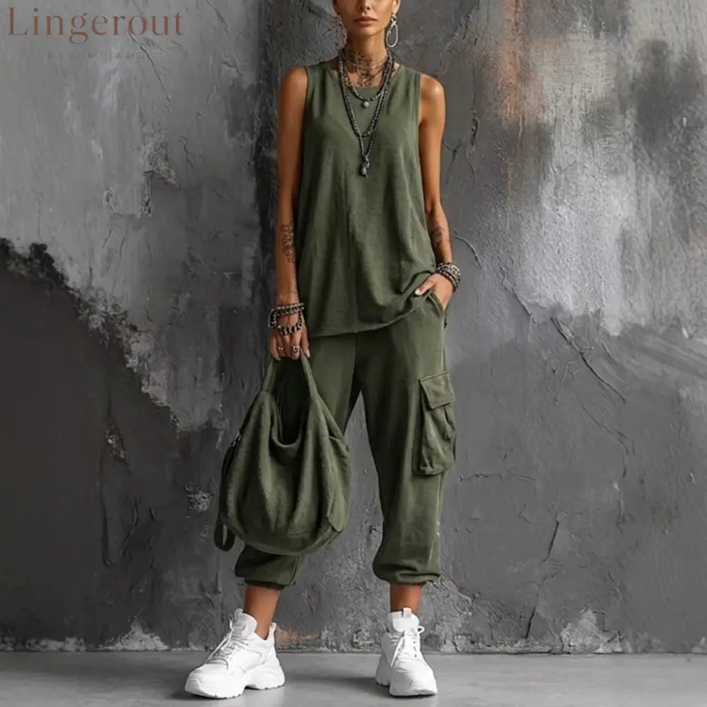 Oversized Sleeveless Top & Cargo Jogger Set