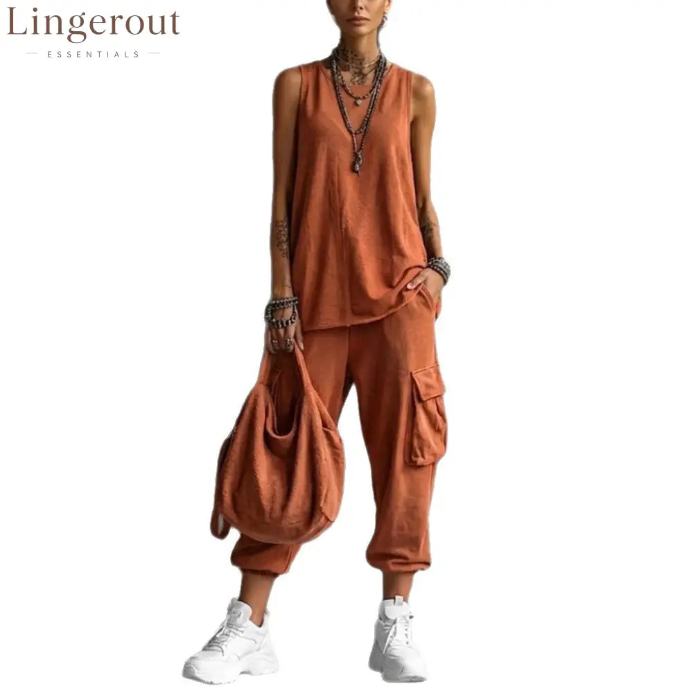 Oversized Sleeveless Top & Cargo Jogger Set