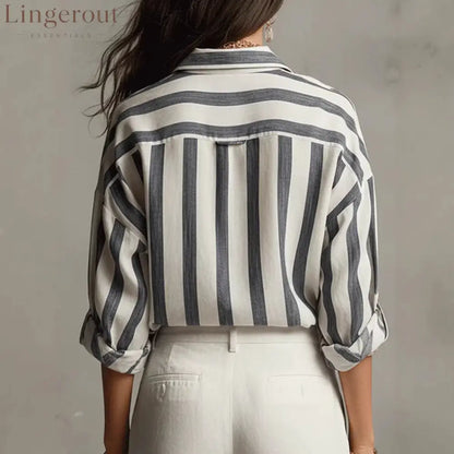 Oversized Striped Button-Down Shirt