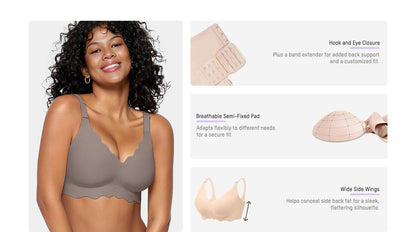 Hugmecurve Soft Full Coverage Scalloped Wireless Jelly Bra
