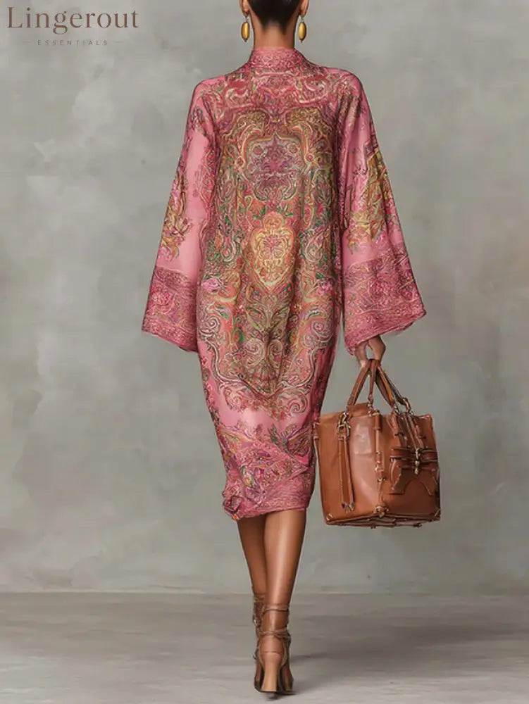 Plus Size Urban Paisley Printing Midi Dress