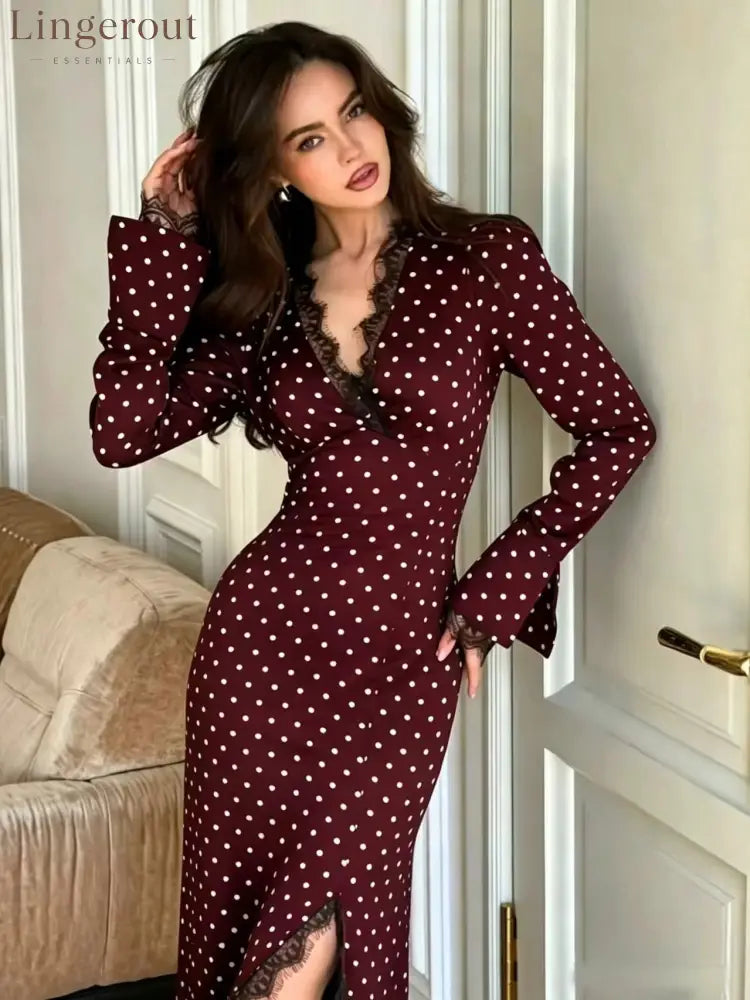 Polka-dot lace dress